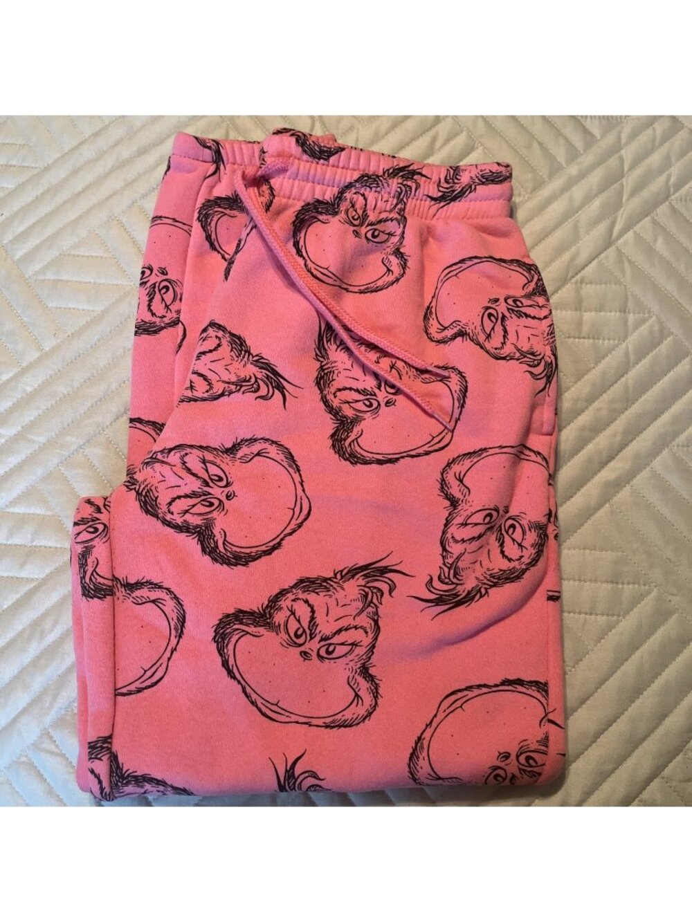 Women’s The Grinch Pink Sweatpants Joggers Medium Pockets